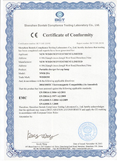 Certificado: A certificação Europeu CE, produto: WISDOM marca NWB-25A carregador portátil para lâmpada mineiro