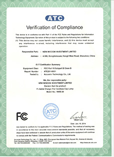 Certificado: A certificação Americana FCC, produto: WISDOM marca NWB-30 carregador portátil para lâmpada mineiro