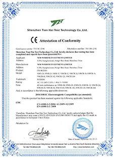 Certificado: La certificación Europea CE, producto: WISDOM marca cargador y rack cargador para lampara minera (NWB-20/NWB-25/NWB-30/NWCR-12/NWCR-24/NWCR-30/NWCR-36/NWCR-60/NWCR-102/NWCR-120/NWCR-204)
