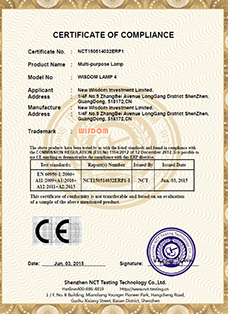 Certificado: La certificación Europea CE, producto: WISDOM marca Lámpara 4A, 4B, 4C, 4D todo en uno multi-propósito lámpara