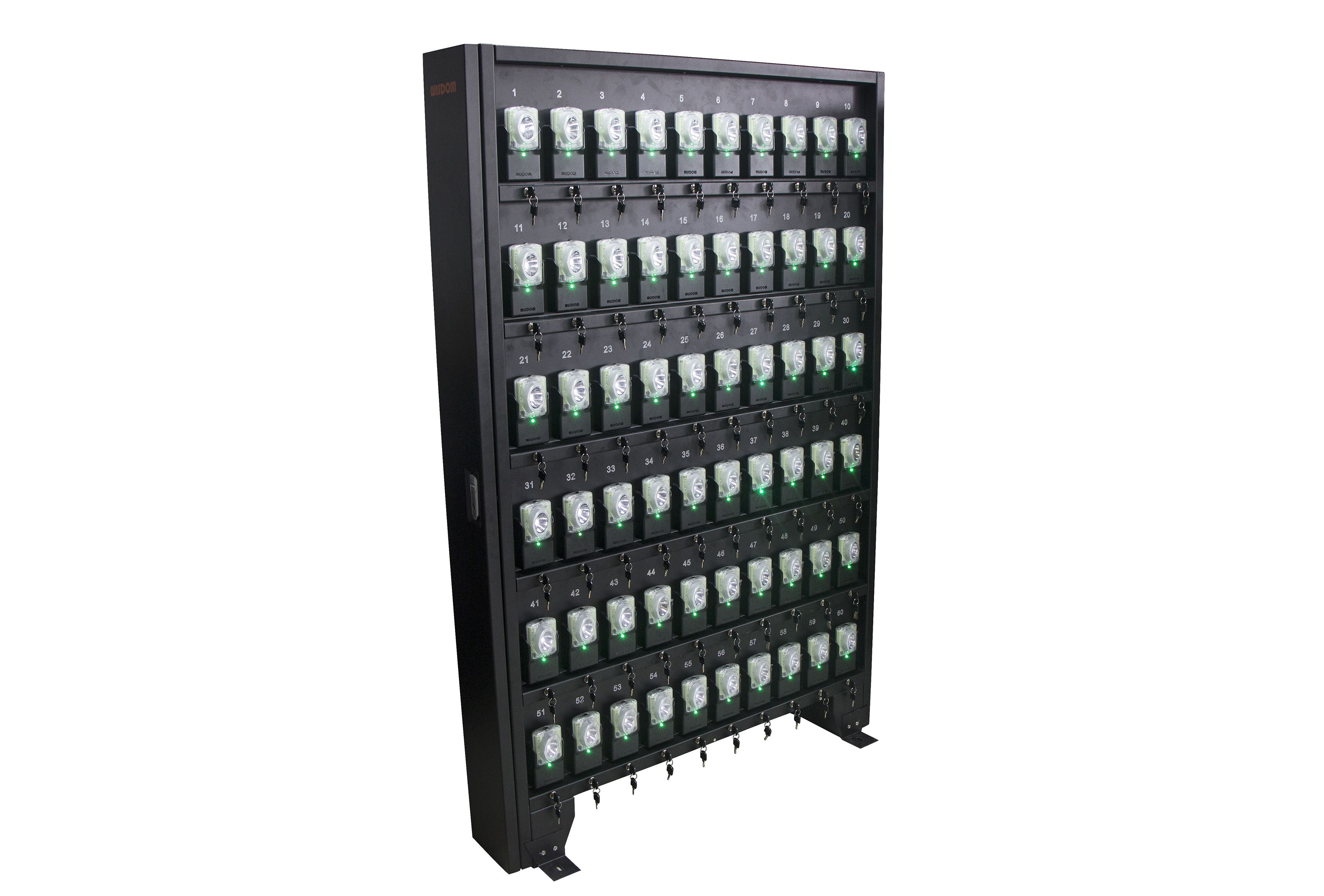 Close-up of NWCR-60BL cordless lamp on Charger Rack 3