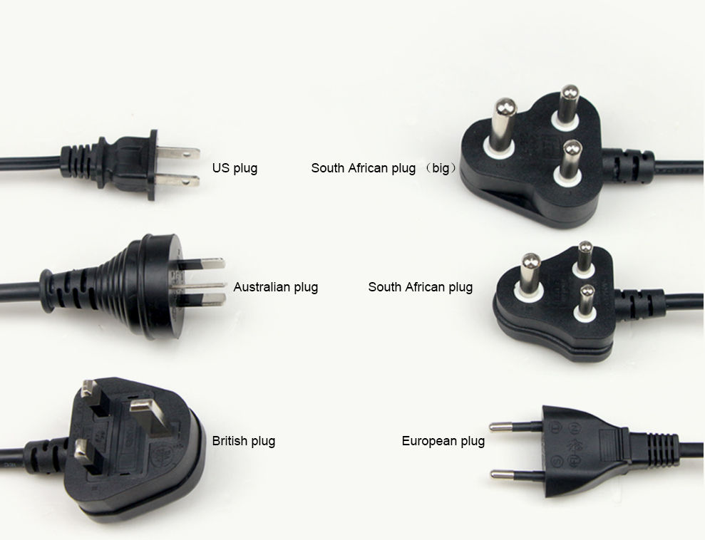 您可以定制各种插头，可提供适应各国标准类型插座。