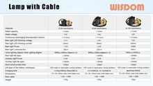 WISDOM Slide: Miner's Cap Lamp with Cable Specifications